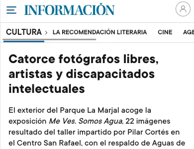 A screenshot of https://www.informacion.es/cultura/2023/10/02/catorce-fotografos-libres-artistas-discapacitados-92827361.html